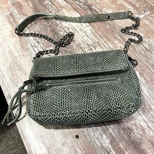 Sorial Soft Gray Snakeskin Like Leather Chain Strap Crossbody
